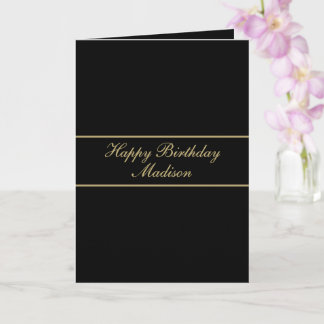 Happy Birthday Script Name Black Gold Card