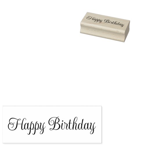Happy Birthday Script Text Template Rubber Stamp