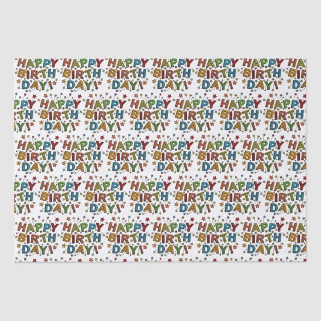 Happy Birthday Script Tissue Paper (Front)