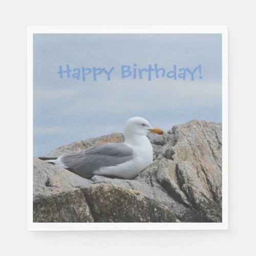 Happy Birthday Seagull Paper Napkins