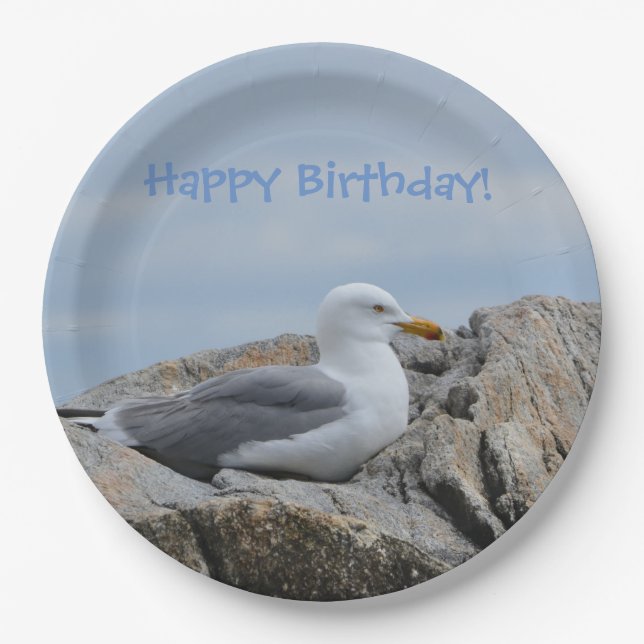 Happy Birthday Seagull Paper Plates (Front)