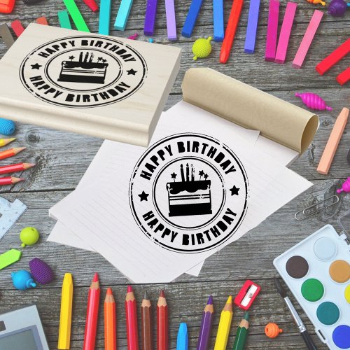 Happy Birthday Seal Rubber Stamp