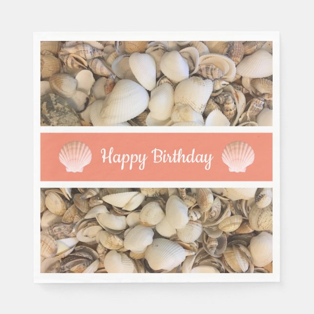 Happy Birthday Seashells Napkins (Front)