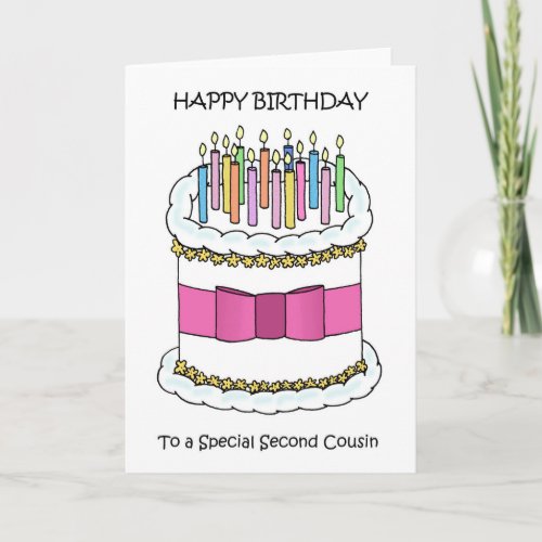 Happy Birthday Second Cousin Cake and Candles Card