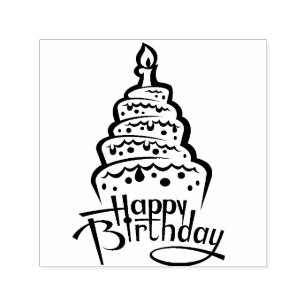 Birthday Cake Rubber Stamp - Desenhos De Bolos De Aniversário Para