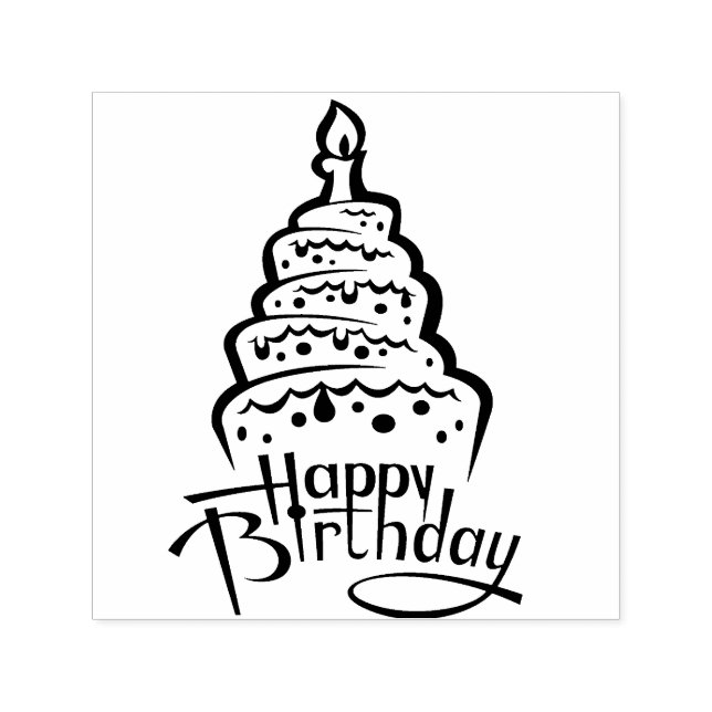 Happy Birthday Self Inking Rubber Stamp (Design)