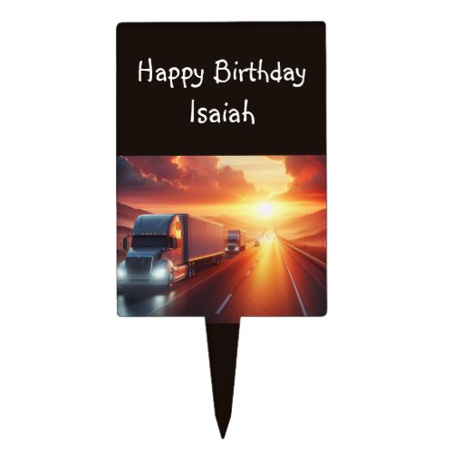 Happy Birthday Semi_Truck Tractor_trailer Cake Topper