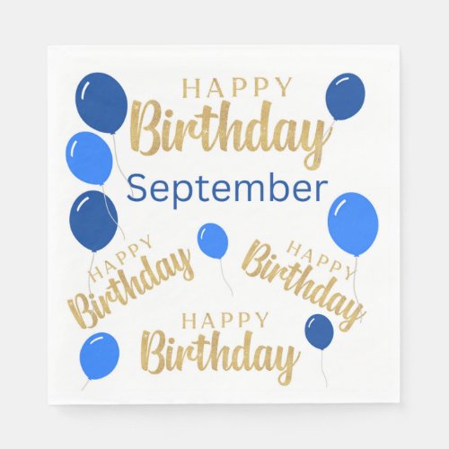 Happy birthday September birthdays Paper Napkin