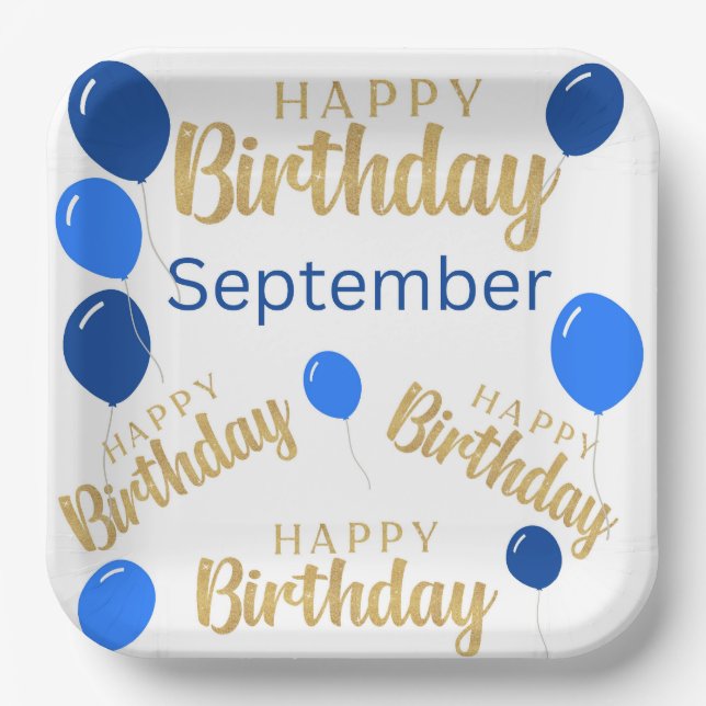Happy birthday September birthdays Paper Plate (Front)