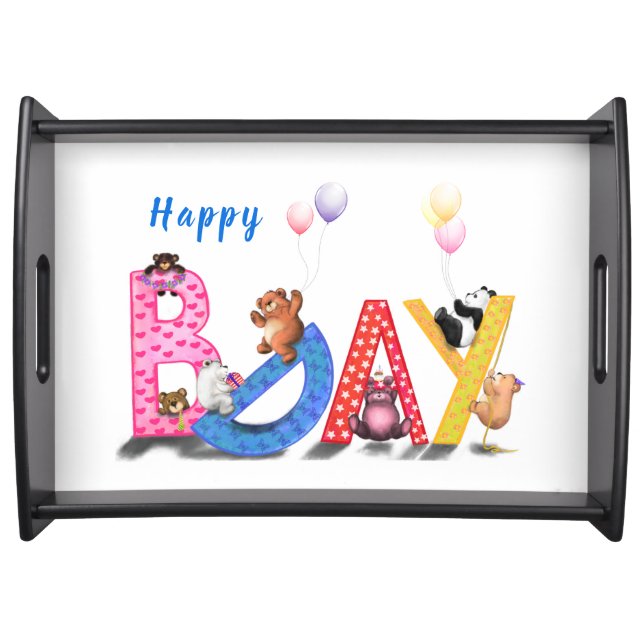 Happy Birthday Serving Tray Baby Bears Party (Front)