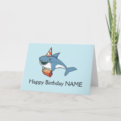 Happy Birthday Shark Card Personalized Template