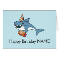 Happy Birthday Shark Card Personalized Template