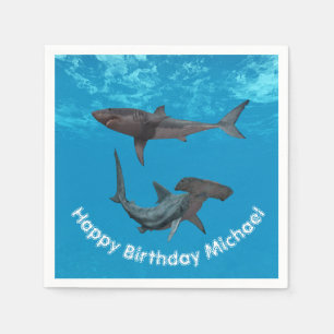 Happy Birthday Shark Great white Hammerhead Napkins