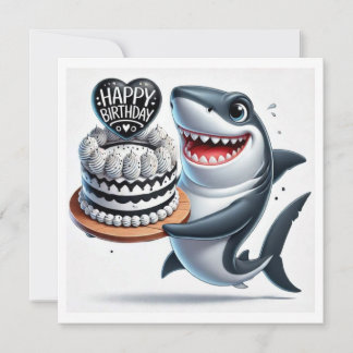 Happy birthday shark holiday card