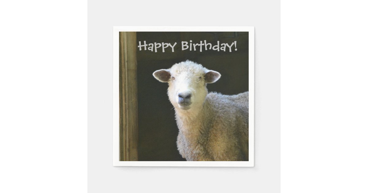 Happy Birthday Sheep Napkin | Zazzle.com