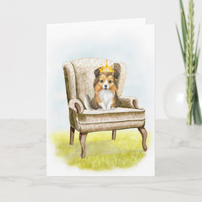Happy Birthday Sheltie Princess Pup Birthday Card (Front)