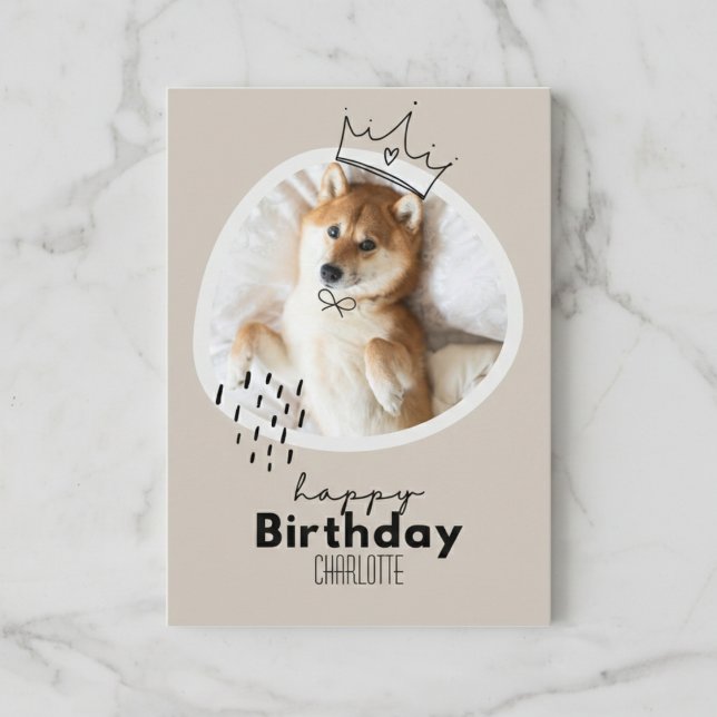 Happy Birthday Shiba Inu Crown Card (Simple, stylish, and perfect for Shiba fans.)