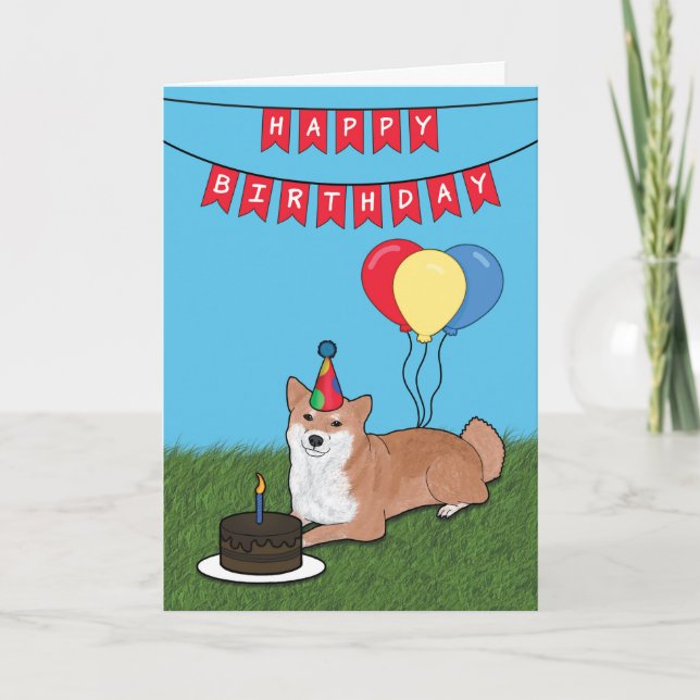 Happy Birthday Shiba Inu Dog Card (Front)