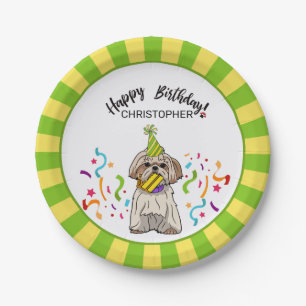 Happy Birthday Shih Tsu Dog Party Paper Plates