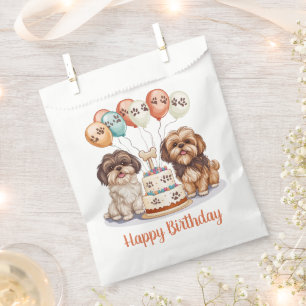 Happy Birthday Shih Tzu Dogs Birthday Cake Favor Bag