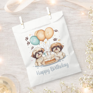 Happy Birthday Shih Tzu Dogs Birthday Cake Favor Bag