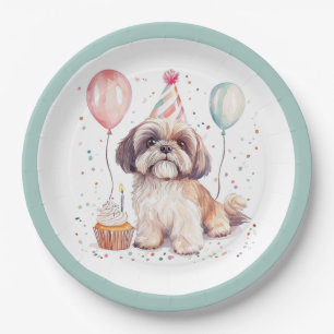 Happy Birthday Shih Tzu Dogs Birthday Cake Paper Plates