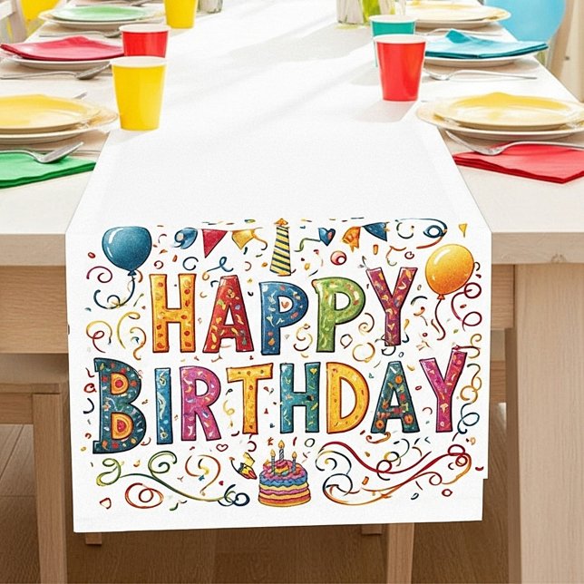 Happy Birthday Short Table Runner (Creator Uploaded)