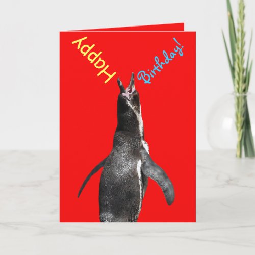 Happy Birthday Shouting Penguin Funny Card
