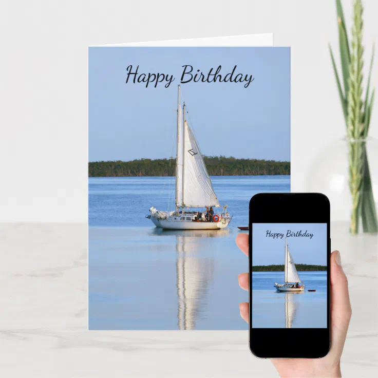 Happy Birthday Side by Side Sailboats Card | Zazzle