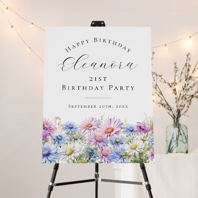 Happy Birthday Sign 25th September Birth Flower (In Situ (Stand))