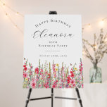 Happy Birthday Sign 65th August Birth Flower<br><div class="desc">Elegant summer watercolor gladiolus flowers create a beautiful floral border at the bottom of this custom happy birthday sign,  gladiolus flowers are the August birth flower. A trendy font combination gives it a modern aesthetic. All of the text is editable.</div>