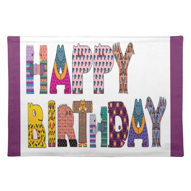 "HAPPY BIRTHDAY" SIGN CLOTH PLACEMAT (Front)