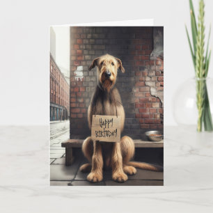 Happy Birthday Sign On Irish Wolfhound Card