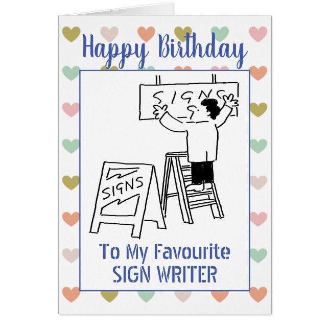 Happy Birthday Sign Writer Cards (Front)