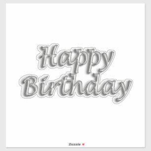 Happy birthday silver balloon style text modern sticker