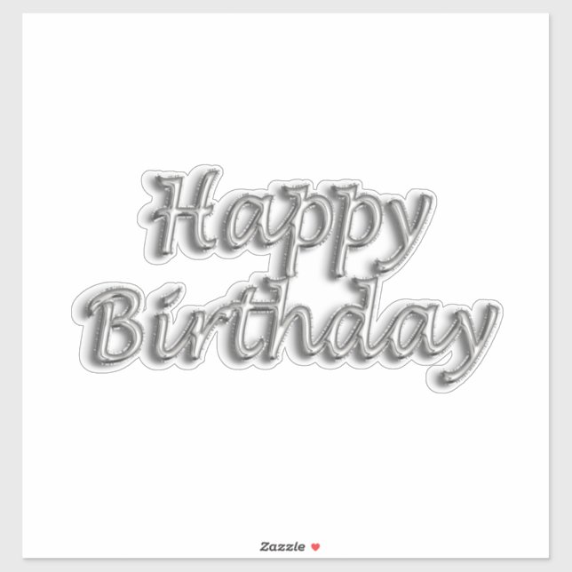 Happy birthday silver balloon style text modern sticker (Sheet)