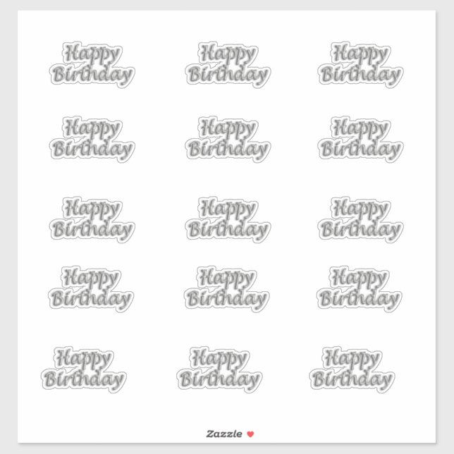 Happy birthday silver balloon style text modern sticker (Sheet)