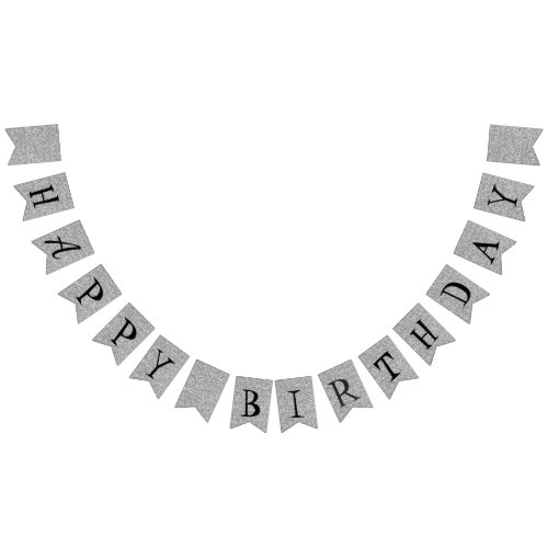 HAPPY BIRTHDAY Silver Glitter Look Bunting Flags