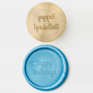 Happy Birthday Simple Blue Wax Seal Stamp