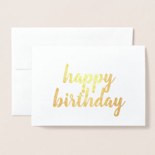 Happy birthday simple calligraphy Gold Foil Card