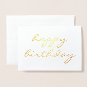 Happy birthday simple calligraphy Gold Foil Card