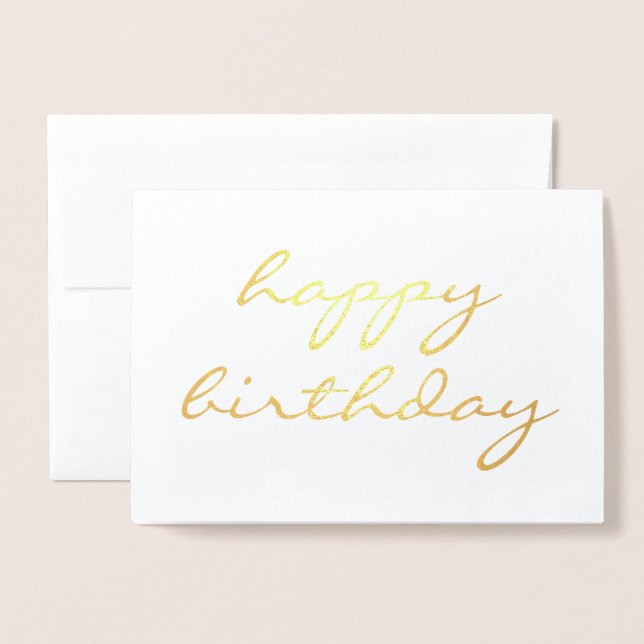 Happy birthday simple calligraphy Gold Foil Card (Front With Envelope)