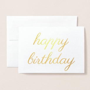 Happy birthday simple calligraphy Gold Foil Card