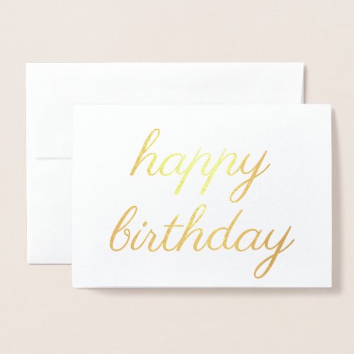 Happy birthday simple calligraphy Gold Foil Card