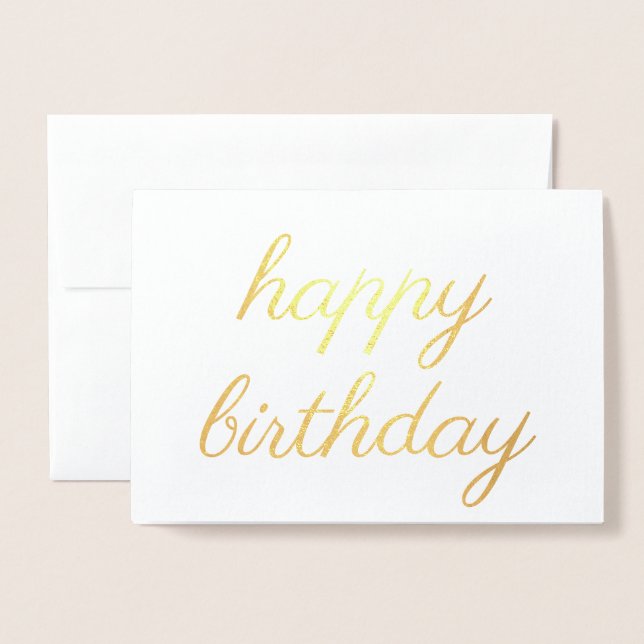 Happy birthday simple calligraphy Gold Foil Card (Front With Envelope)