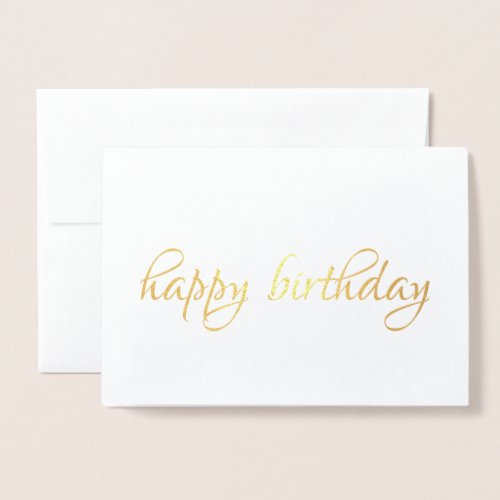 Happy birthday simple calligraphy Gold Foil Card