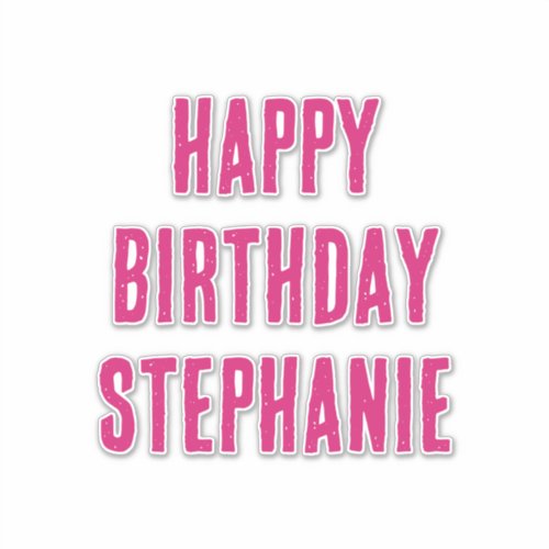 Happy Birthday Simple Custom Name Pink 2024 Sticker