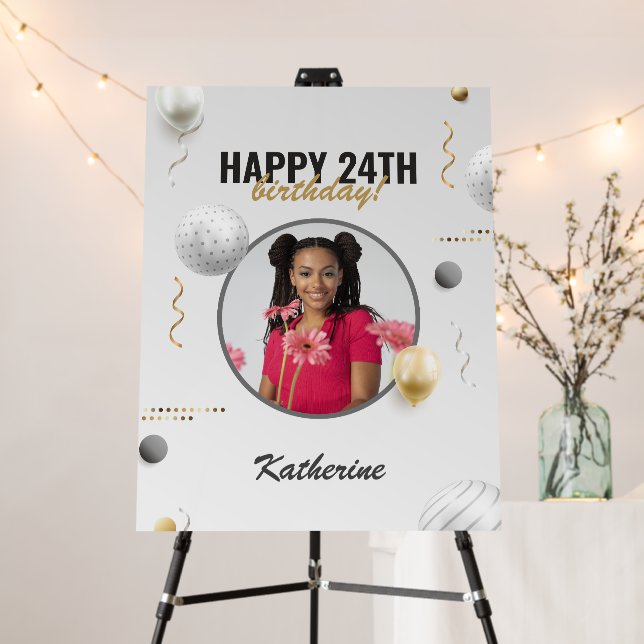 Happy Birthday Simple Custom Photo Gift Foam Board (In Situ (Stand))