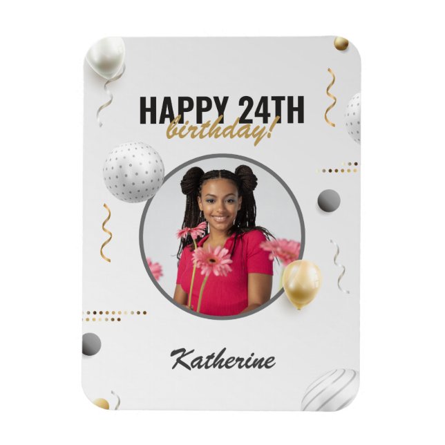 Happy Birthday Simple Custom Photo Gift Magnet (Vertical)