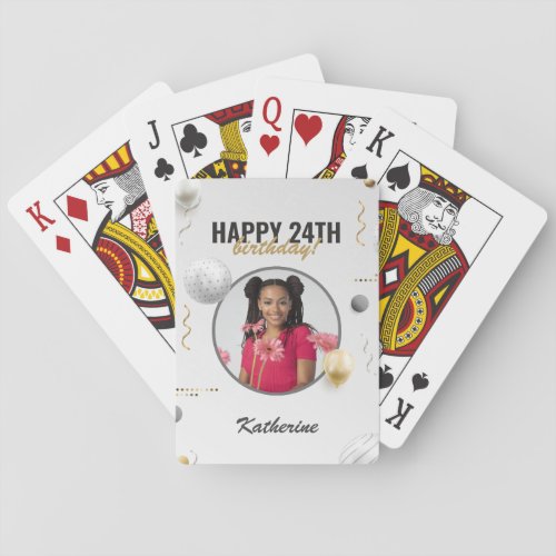 Happy Birthday Simple Custom Photo Gift Playing Cards